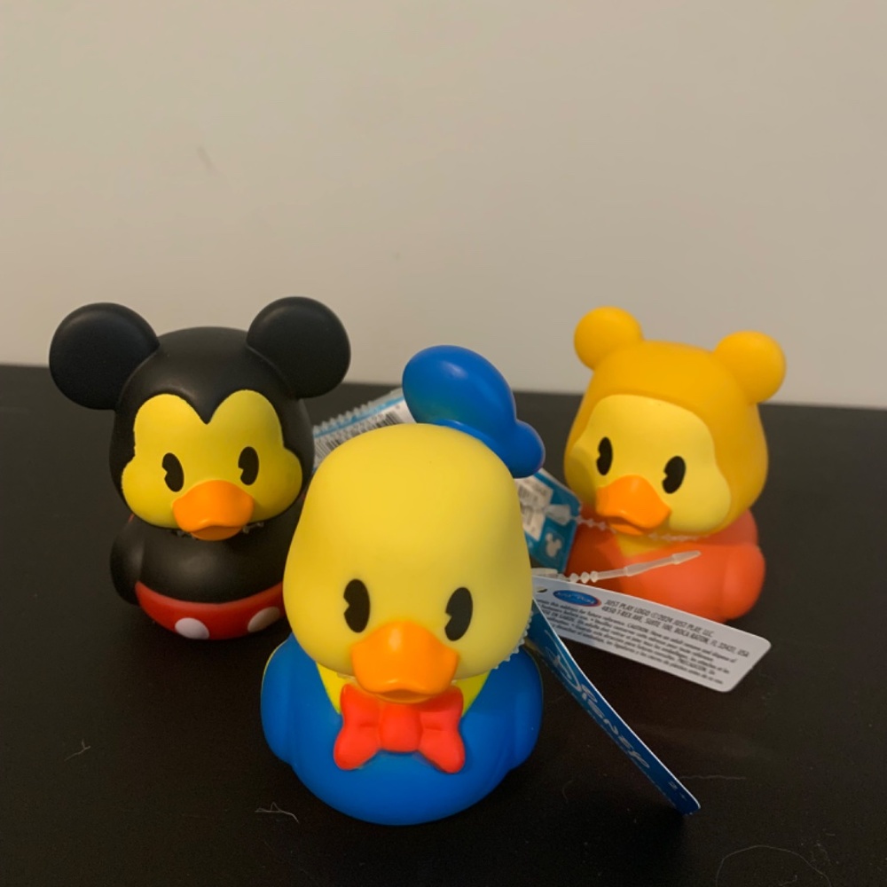 3 Disney Rubber Duckies Jeep Ducks - Mickey Mouse, Donald Duck and Pooh Bear